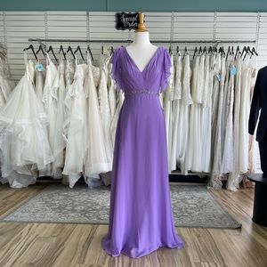 Flutter Sleeve Violet Dress